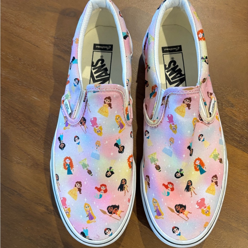 Vans Slip-On Sneakers Pink Multicolor Disney Princess Print - Picture 2 of 8